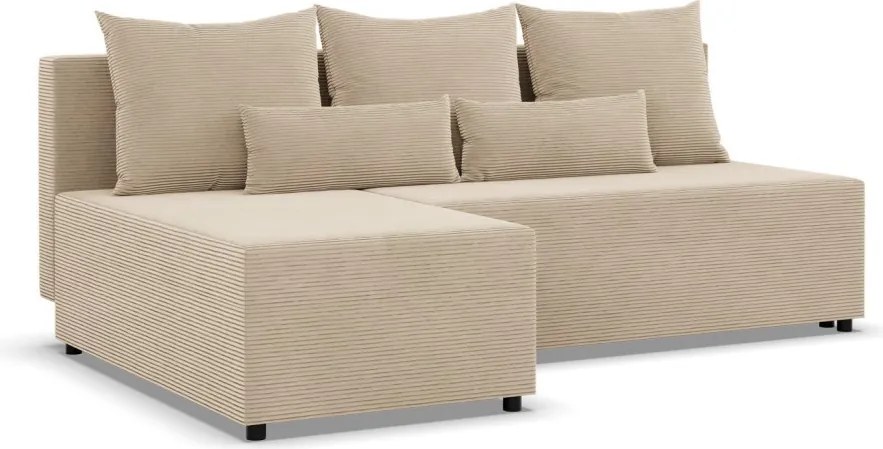 Nobu sarokkanapé, kordbársony, univerzális oldal, bézs