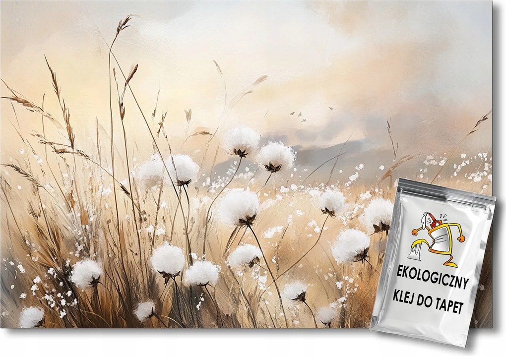 Fotótapéta Flizelina Rét Virágok Pamut Pehely Kalászok Gabona 350x250 ragasztó