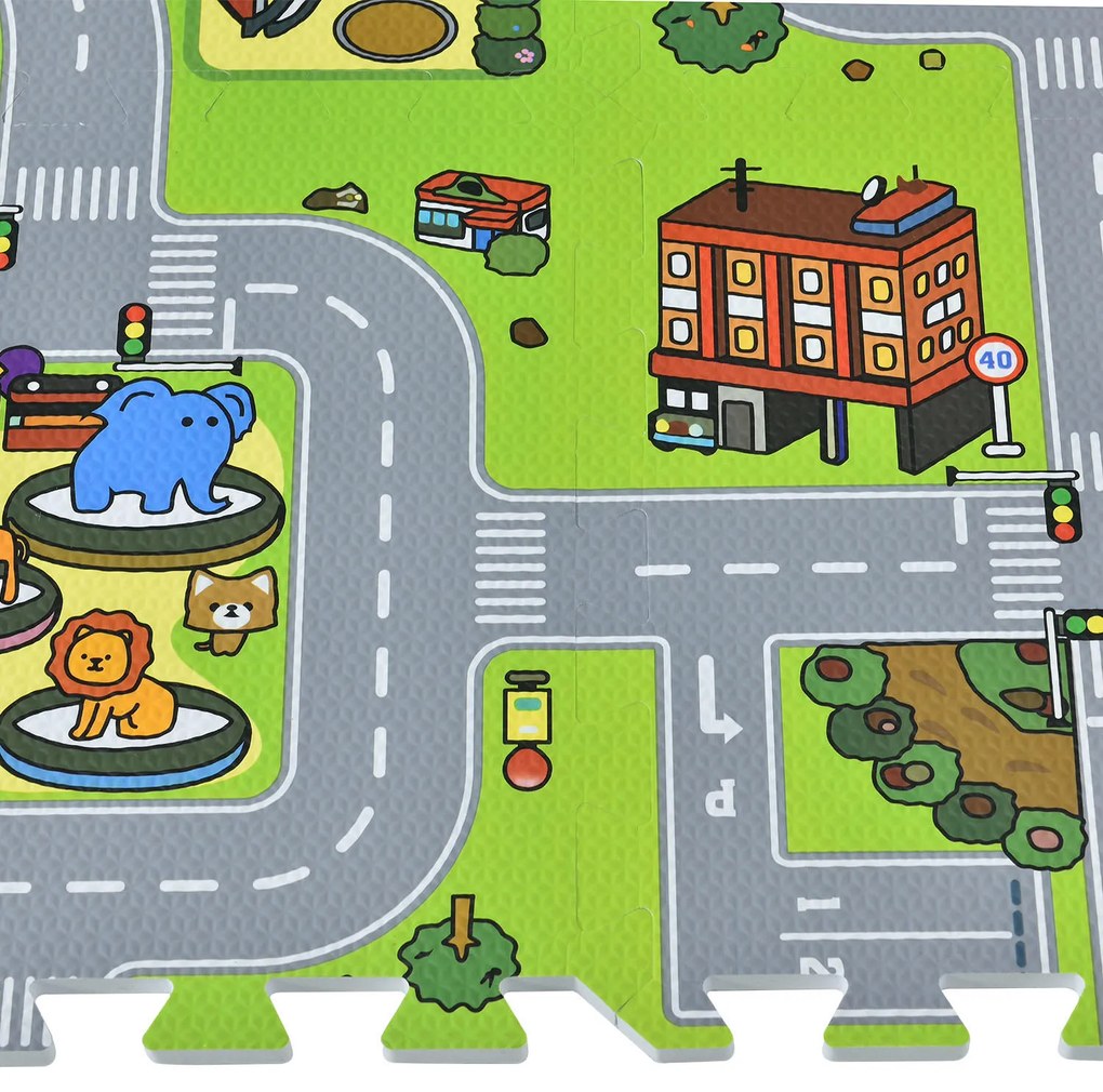 Jascha gyermek puzzle szőnyeg, 9 részes, utcák