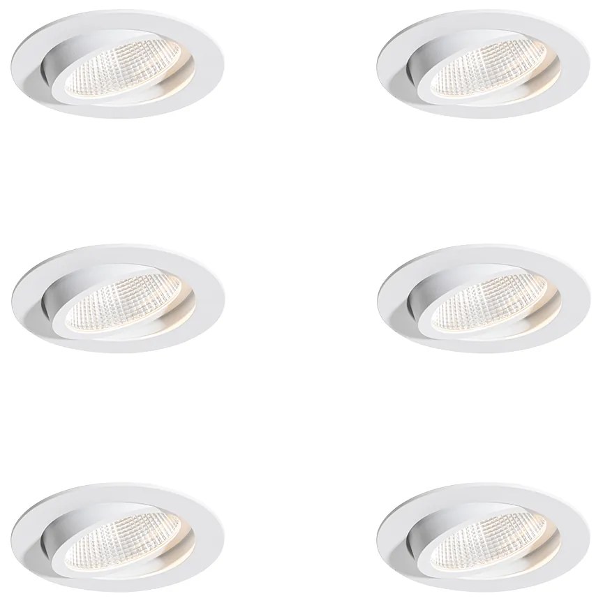 6 darabos süllyesztett spotlámpa szett fehér 9,5 cm LED-del 1300 lm dimmelhető IP23 - Gaius