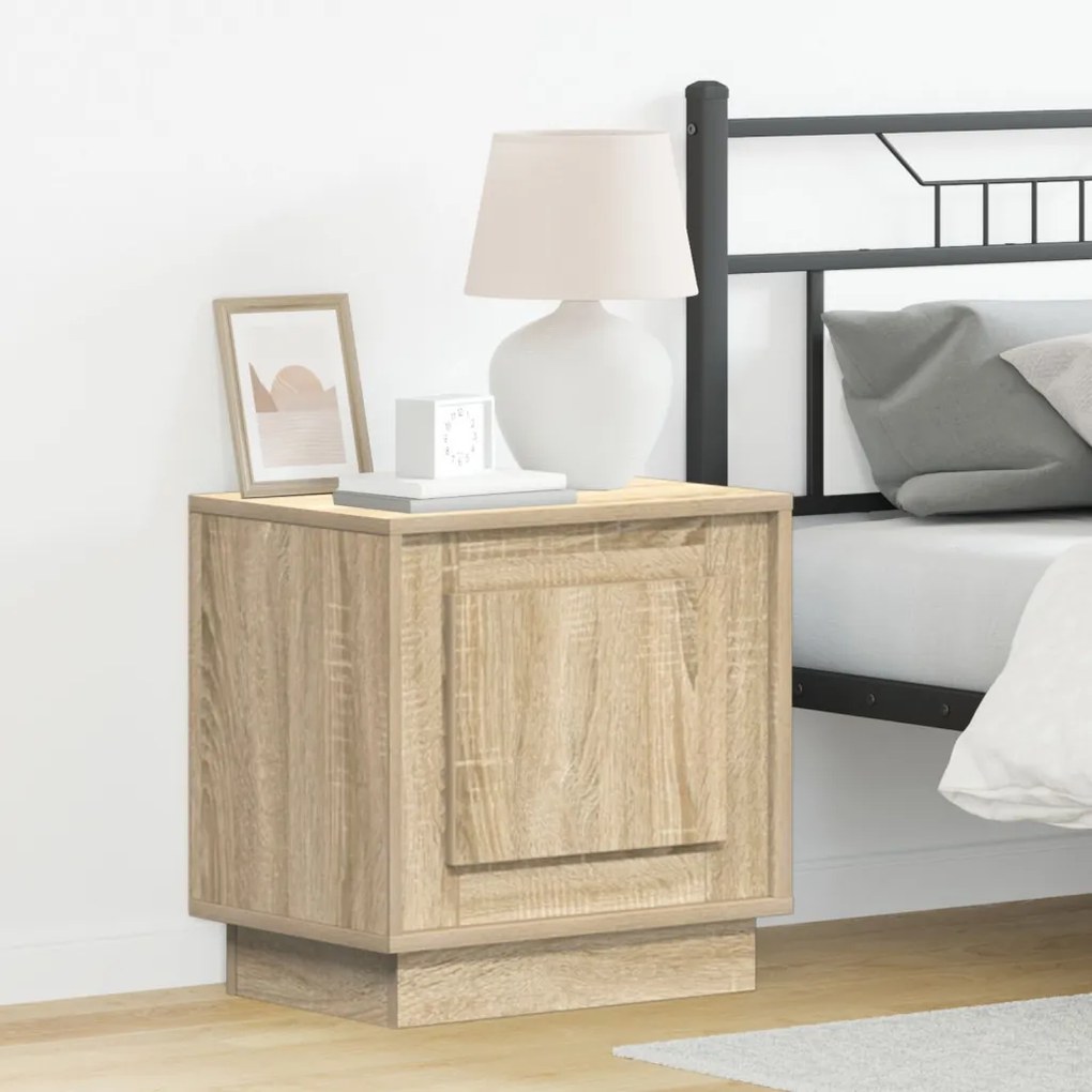 Éjjeli szekrények LED világítással 2 db Sonoma tölgy 44x34,5x45 cm