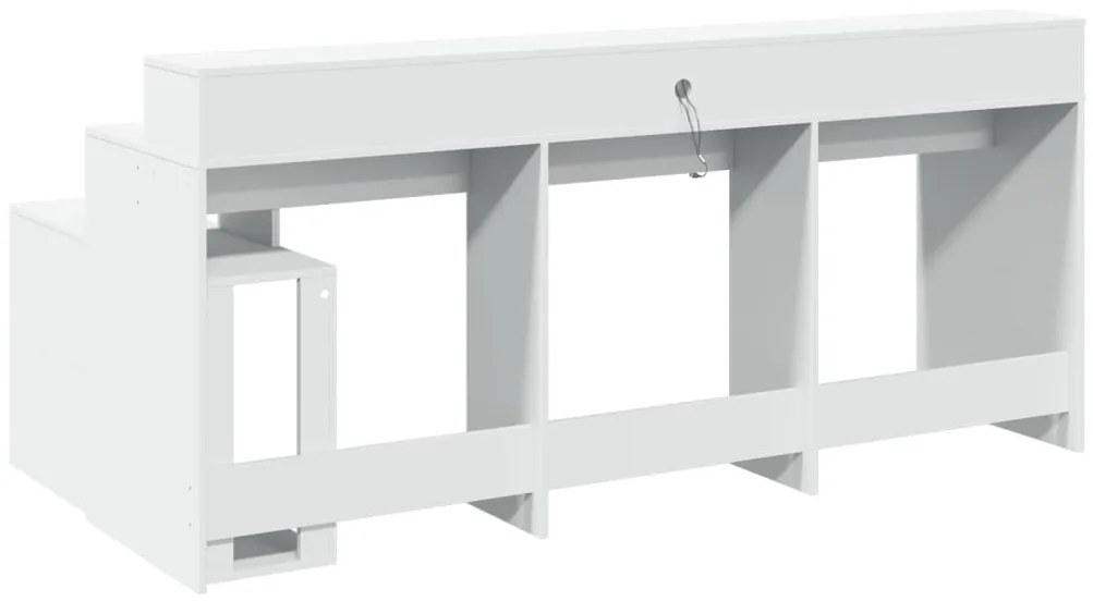 fehér szerelt fa íróasztal LED-világítással 200 x 104 x 91 cm
