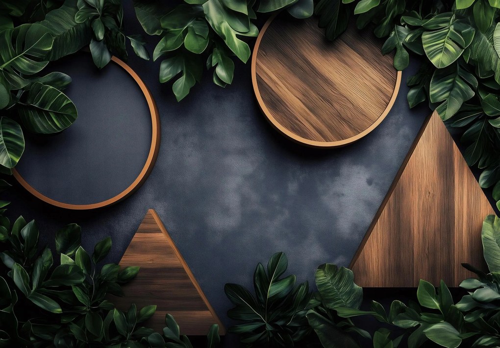 3D Fotótapéta Hatás zöld levelek nagy Fa díszek+ragasztó