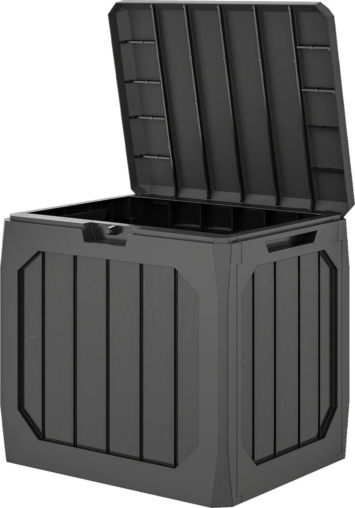 Outsunny 121 l vízálló kültéri tárolódoboz – UV-álló műanyag láda fogantyúkkal és zárható fedéllel, max. 100 kg teherbírás | Aosom