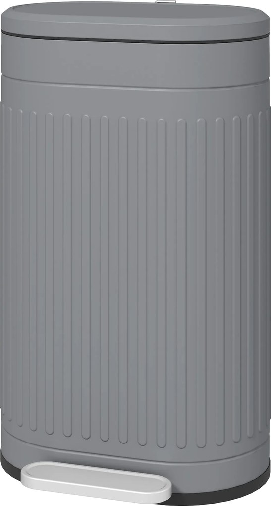 HOMCOM 30 l pedálos szemetes levehető belső vödörrel és lassan záródó fedéllel, szürke — 36,5 × 31,2 × 60,8 cm | Aosom