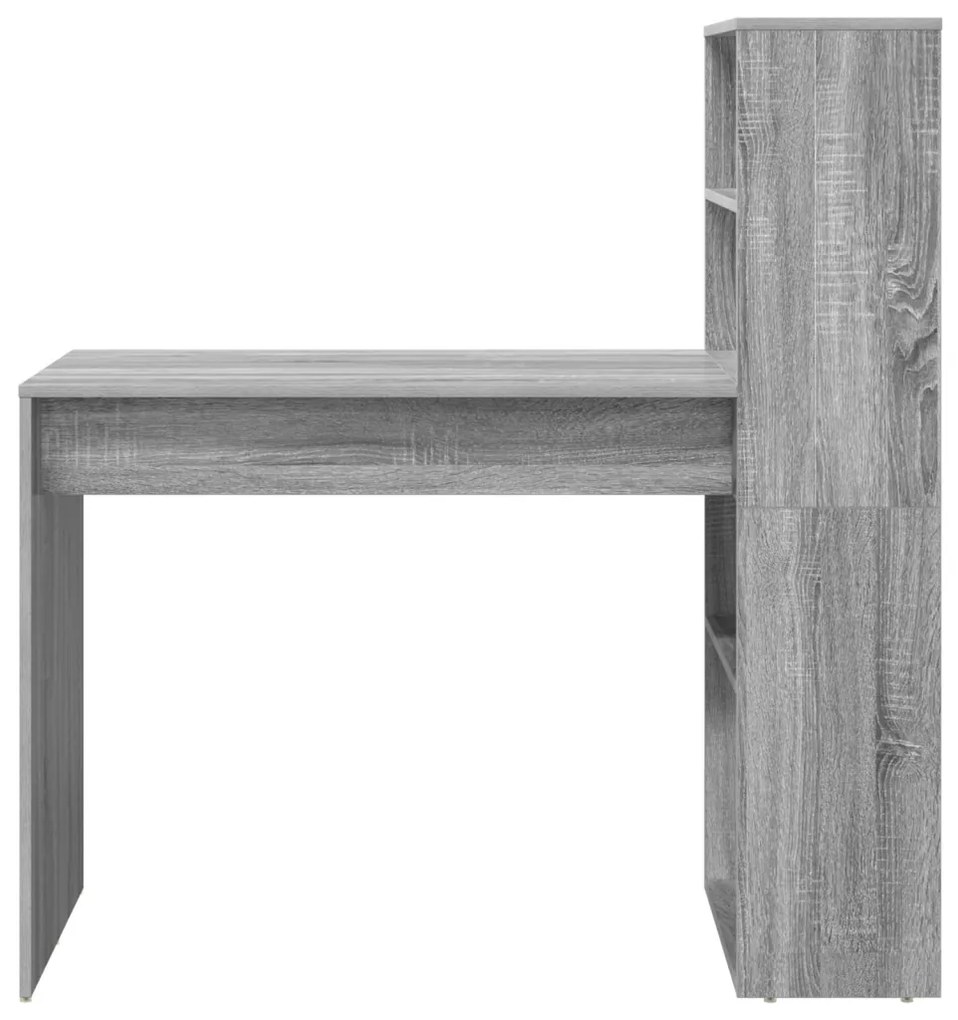 asztal tárolóval, szürke sonoma 113x54x120 cm forgácslap