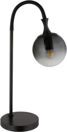 Globo 15885T Asztali lámpa fém fekete matt, füstszínű üveg búra, fekete PVC kábel, billenőkapcsoló a kábelen, HxSzxM: 225x180x575mm, kábel hossza 1800mm, 1x E27 ILLU 10W 230V izzó nélkül