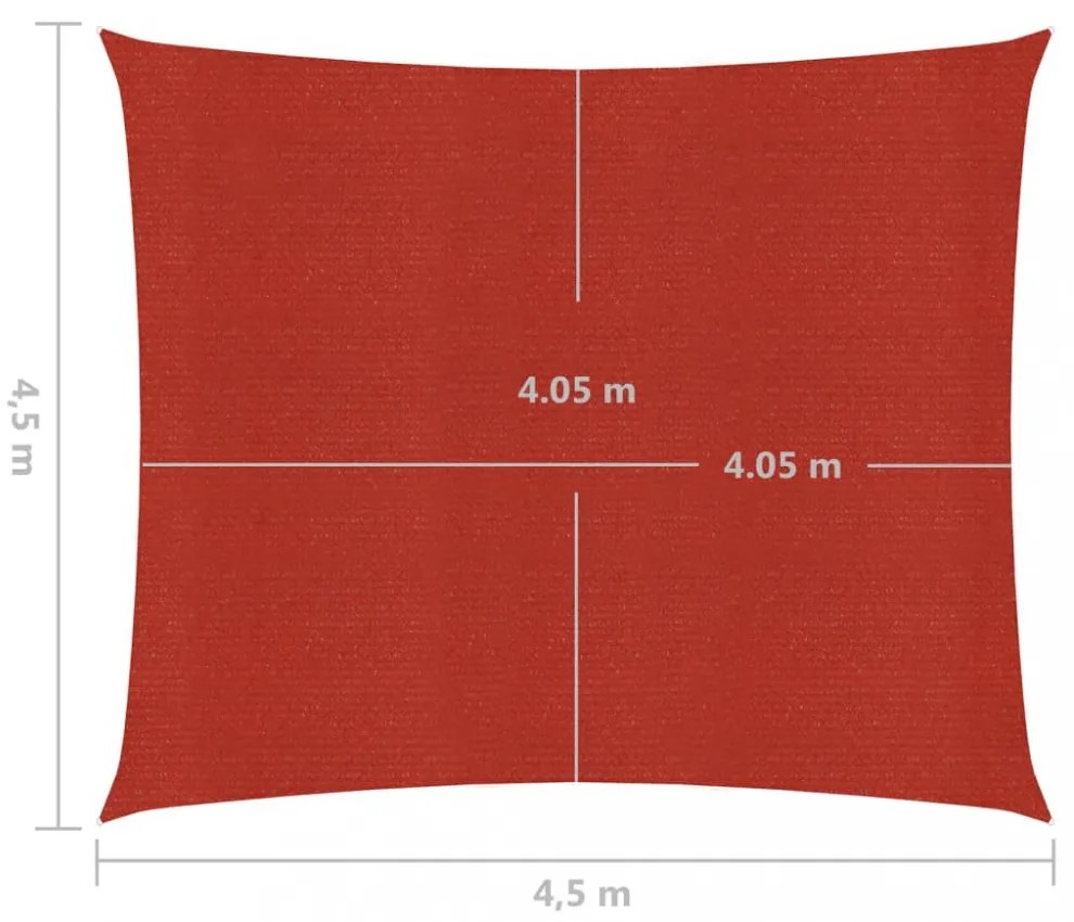 piros HDPE napvitorla 160 g/m² 4,5 x 4,5 m