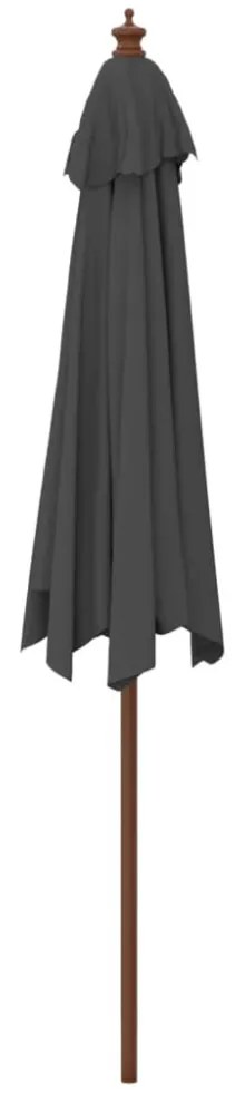 antracitszürke kerti napernyő fa rúddal 299 x 240 cm