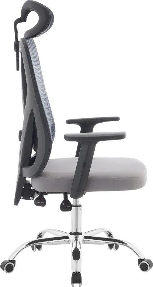 Irodai szék, sötétszürke/világosszürke/króm, teherbírás 150 kg, ADEMIR