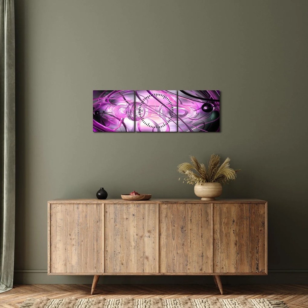 Gyönyörű lila absztrakció képe (órával) (90x30 cm)