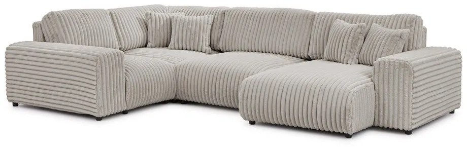 Világosszürke kordbársony sarokkanapé (bal oldali-U alakú) Justin – Ropez
