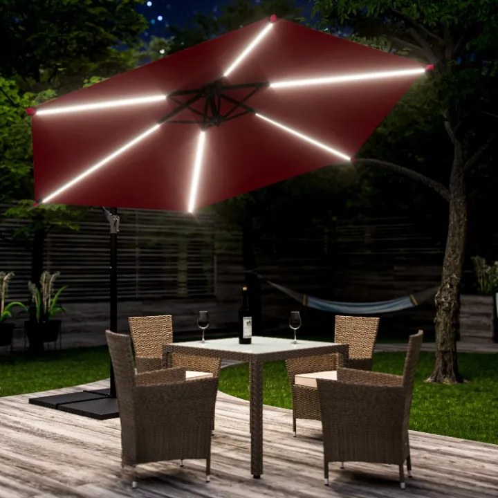 Deuba LED napernyő Mali Ø 330 cm - piros