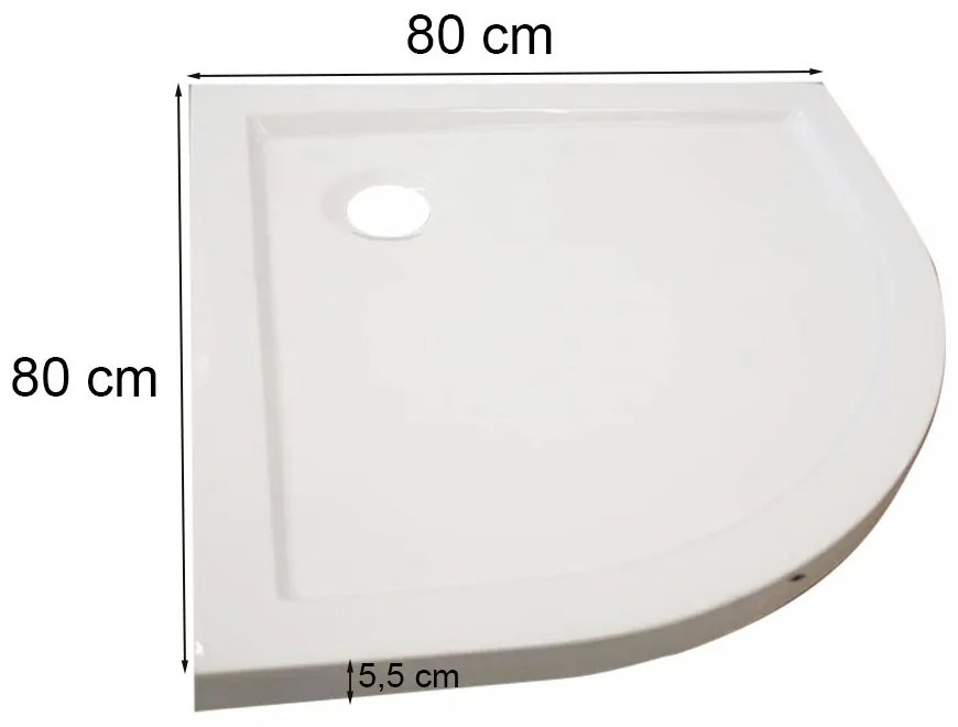 Modena Slim íves alacsony akril zuhanytálca 80x80 cm