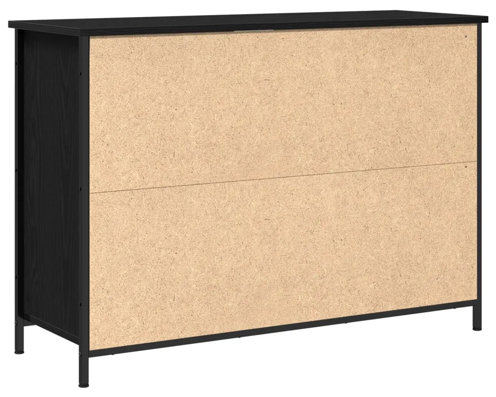 büfé fekete tölgy 100x35x70 cm mérnöki fa és acél