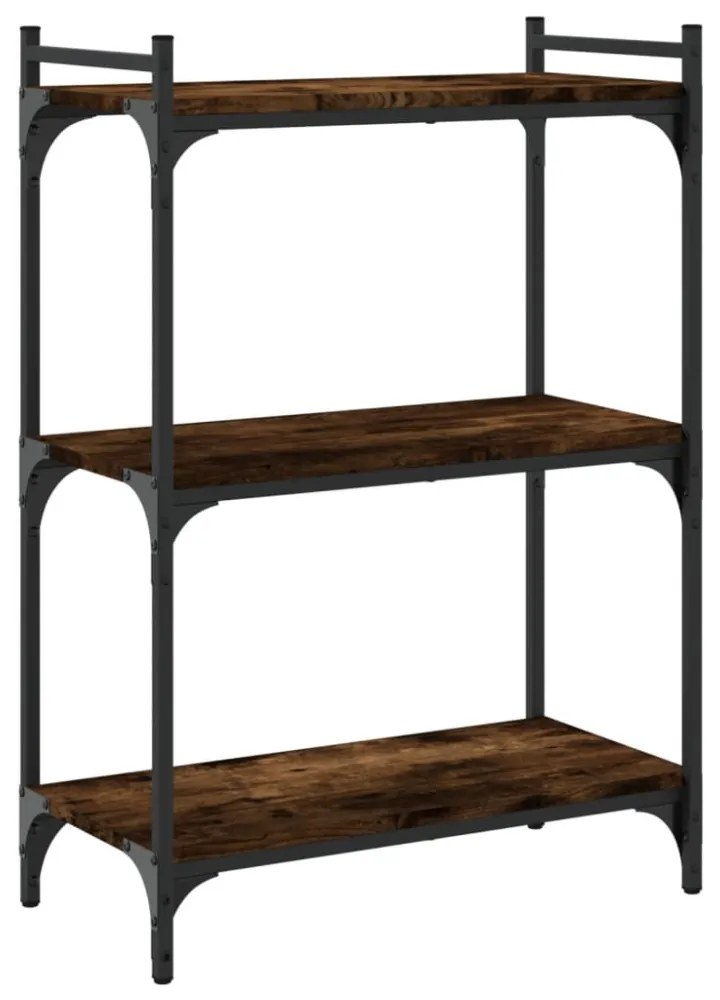 3 szintes füstös tölgy színű szerelt fa könyvespolc 60x30x86 cm