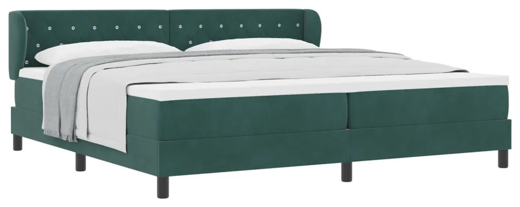 Boxspring Ágy Mattal Sötét Zöld 200x200 cm Bársony