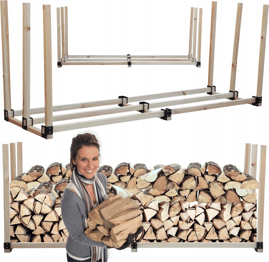 Kandalló fa állvány tűzifa tartó 2,4 m3 Nagy