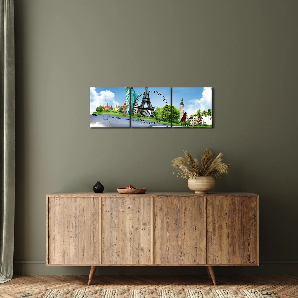 Kép - utazás a világ körül (órával) (90x30 cm)