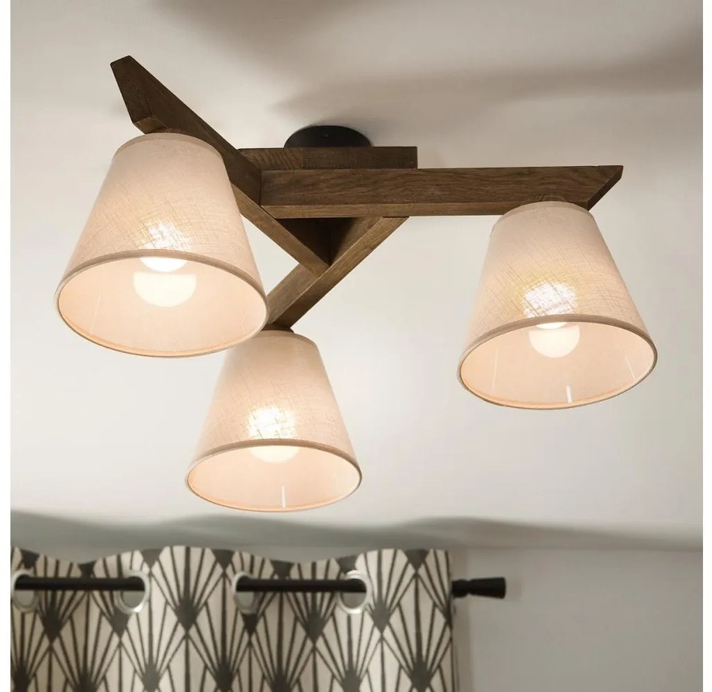 Brilagi - LED felületre szerelt csillár ANTHONY 3xE14/40W/230V tölgy/dió/bézs.