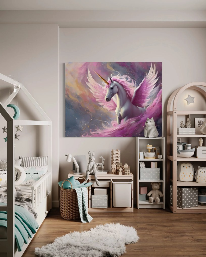 Gario Vászonkép Rózsaszín egyszarvú Méret: 90 x 60 cm