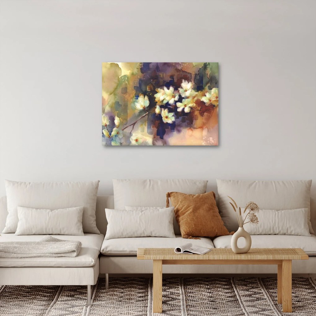 Kép - fehér magnólia, festmény (70x50 cm)