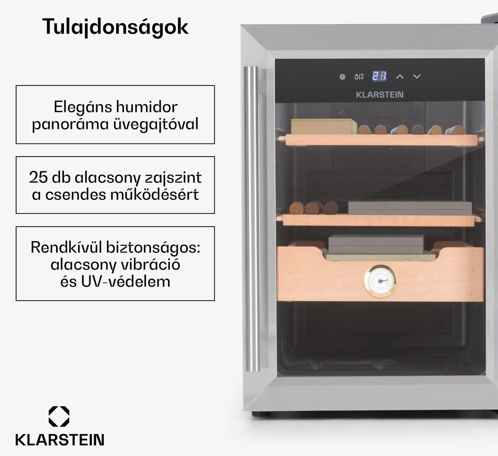 Klarstein El Presidente 37, humidor, 37 liter, 2 fiók, 1 cédrusfa rekesz