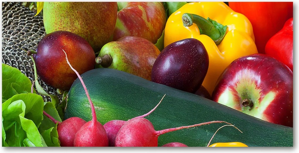 Fotótapéta üvegfalra Gyümölcsök és zöldségek 140x70