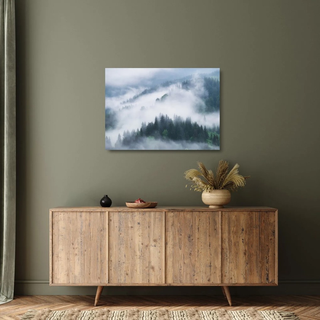 Kép - Fák a ködben (üvegen) (70x50 cm)