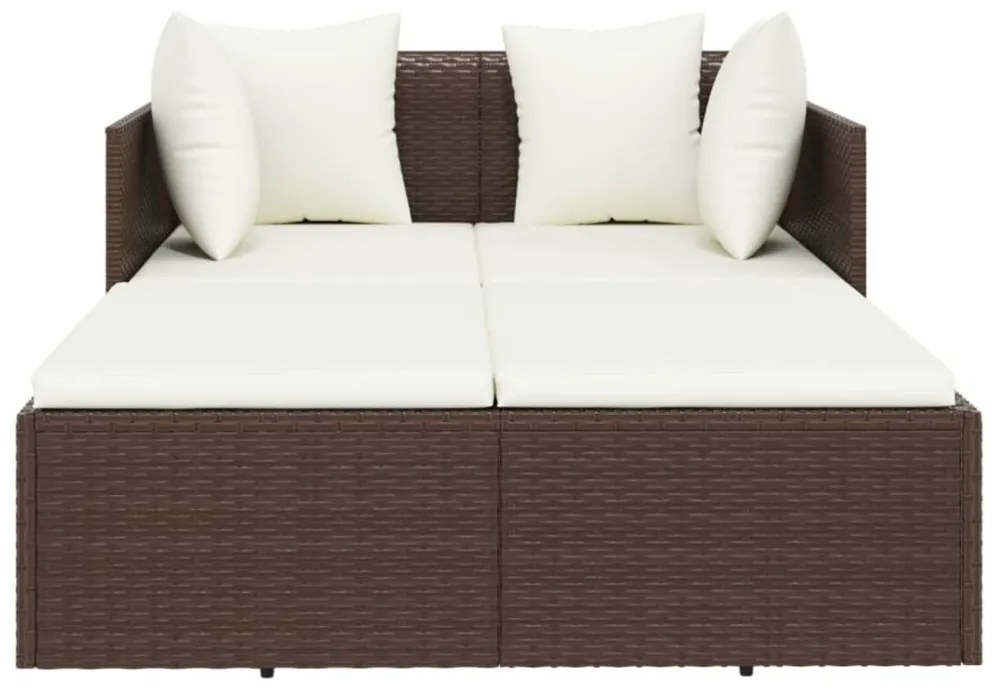 barna polyrattan napozóágy párnával 182 x 118 x 63 cm