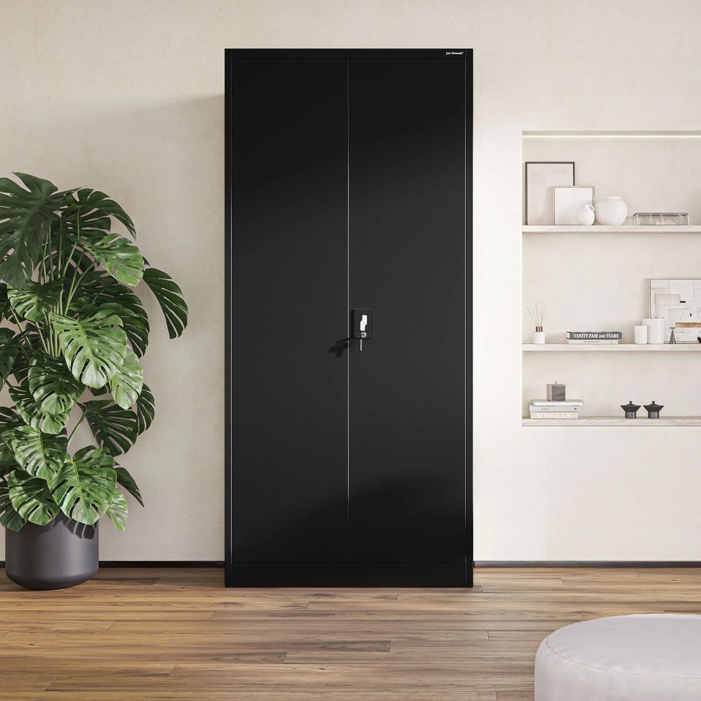 Fém iratszekrény JAN H, 900 x 1950 x 400 mm, fekete