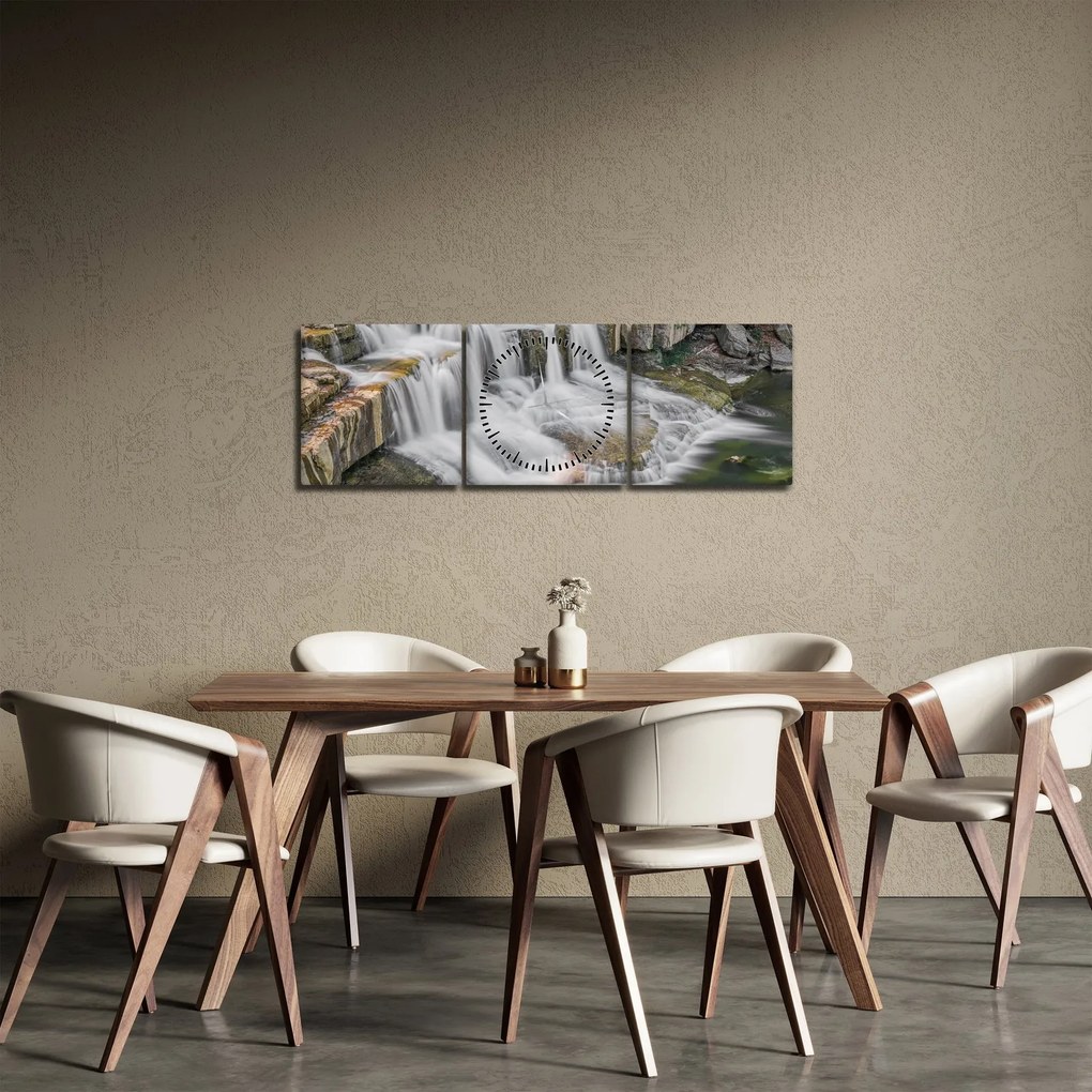 Vízesés képe (órával) (90x30 cm)