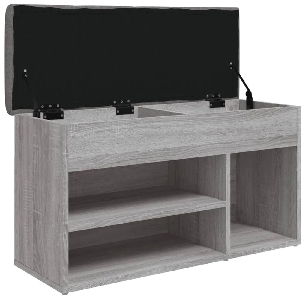 szürke sonoma színű szerelt fa cipőtároló pad 82 x 32 x 45,5 cm