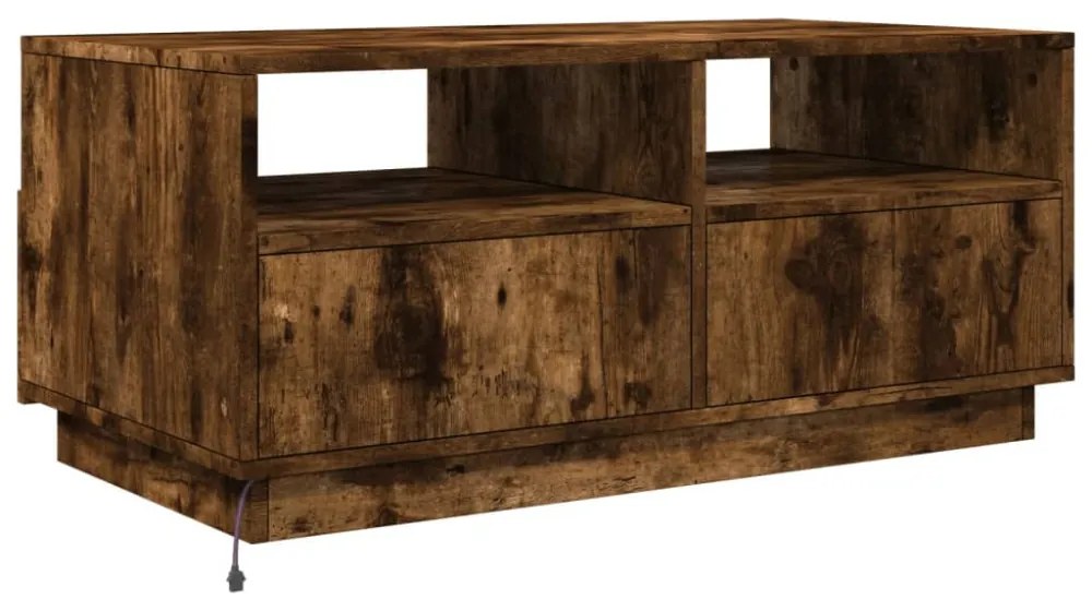 füstös tölgy színű dohányzóasztal LED-lámpákkal 90x49x40 cm