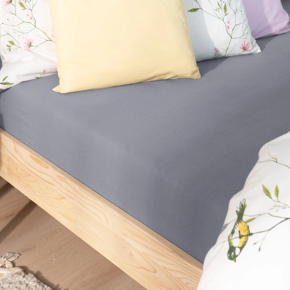 Goldea jersey körgumis lepedő - sötétszürke 90 x 200 cm