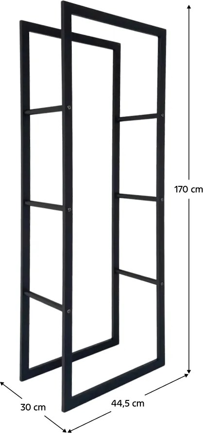 Tűzifa tároló, fekete acél, TURM