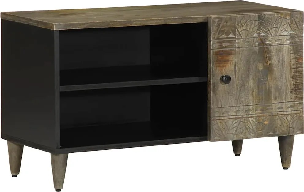 vidaXL világosszürke tömör mangófa TV-szekrény 80x31,5x46 cm