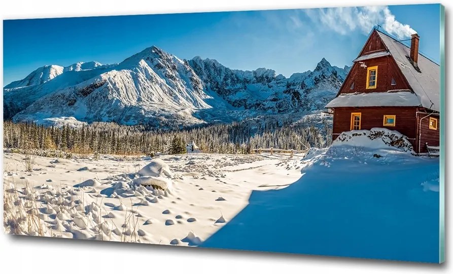 Fotó kép edzett üveg házikó a hegyekben 120x60