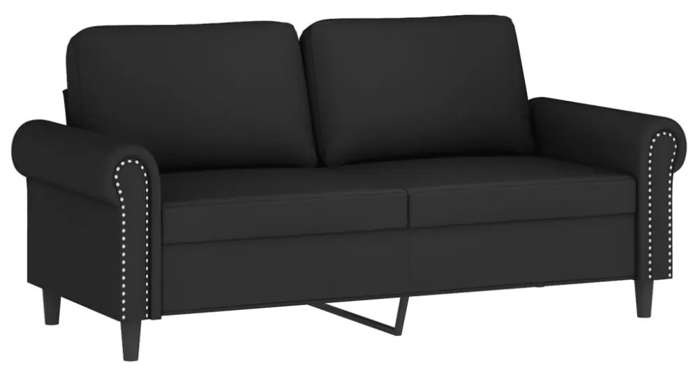 2 személyes fekete bársony kanapé díszpárnákkal 140 cm