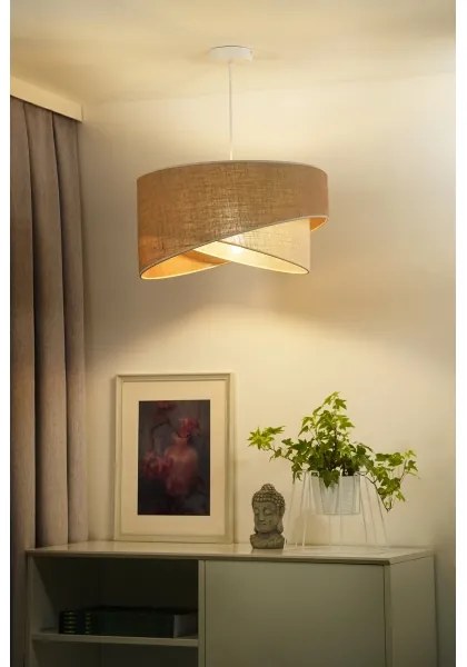 Duolla - Csillár zsinóron YUTE CELLO 1xE27/15W/230V átm. 45 cm barna/szürke