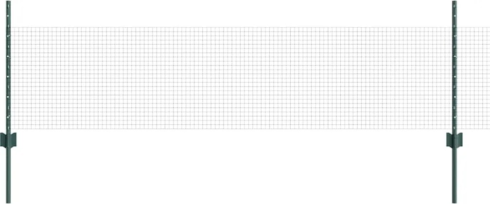 vidaXL Kerítés oszlopokkal Zöld 0,5 x 10 m Acél