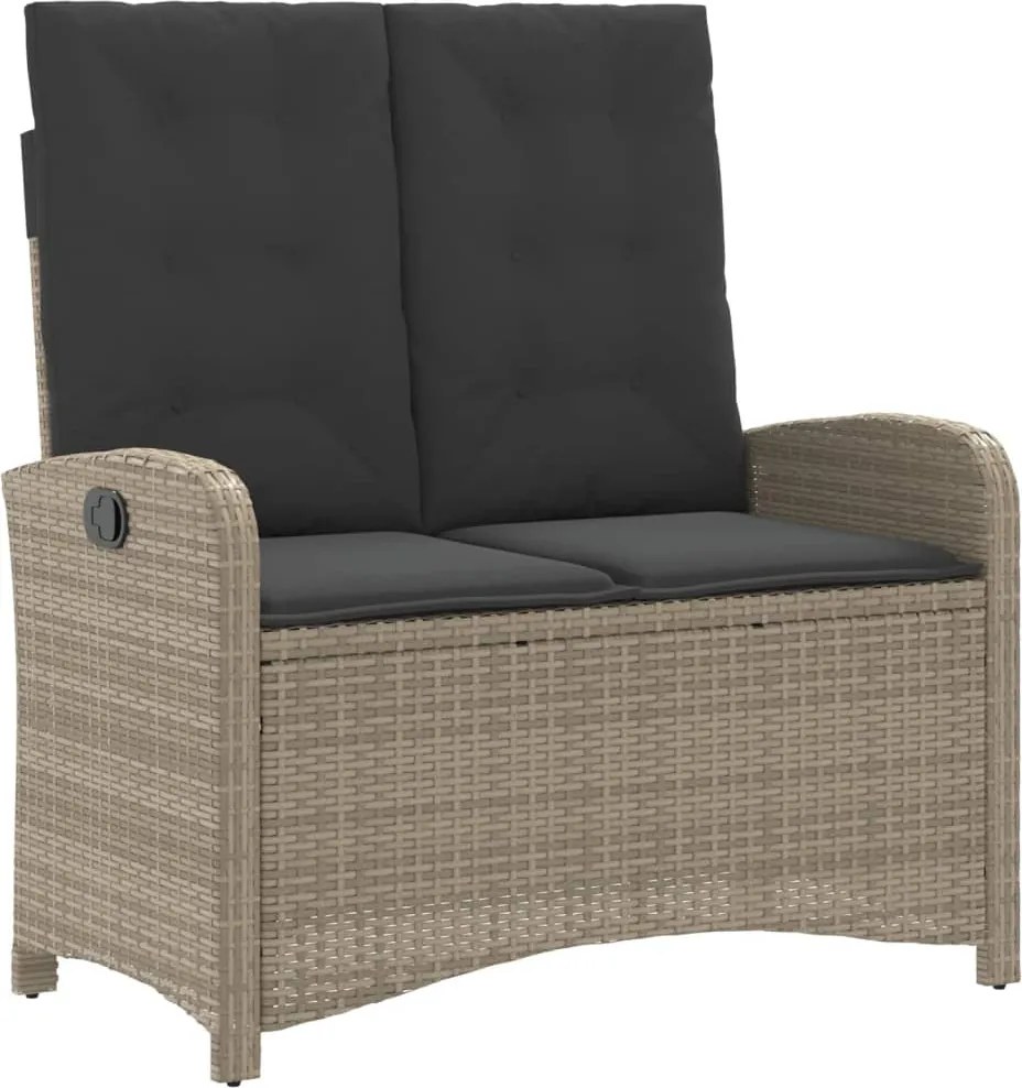 vidaXL világosszürke polyrattan dönthető kerti pad párnával