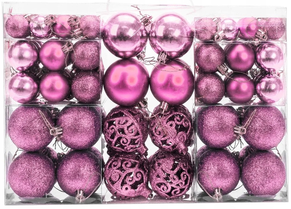 Tutumi, karácsonyi díszek 100 db KL-21X03, rózsaszín, CHR-00650