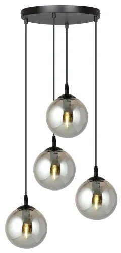 Csillár zsinóron COSMO 4xE14/10W/230V átm. 40 cm fekete/szürke