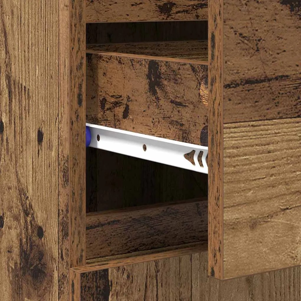 Széf fiókkal Öreg fa 60 x 35 x 70 cm Műszaki fa és vas