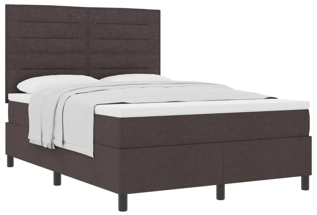 Box Spring Ágy Matrac Sötétbarna 140x190 cm Szövet