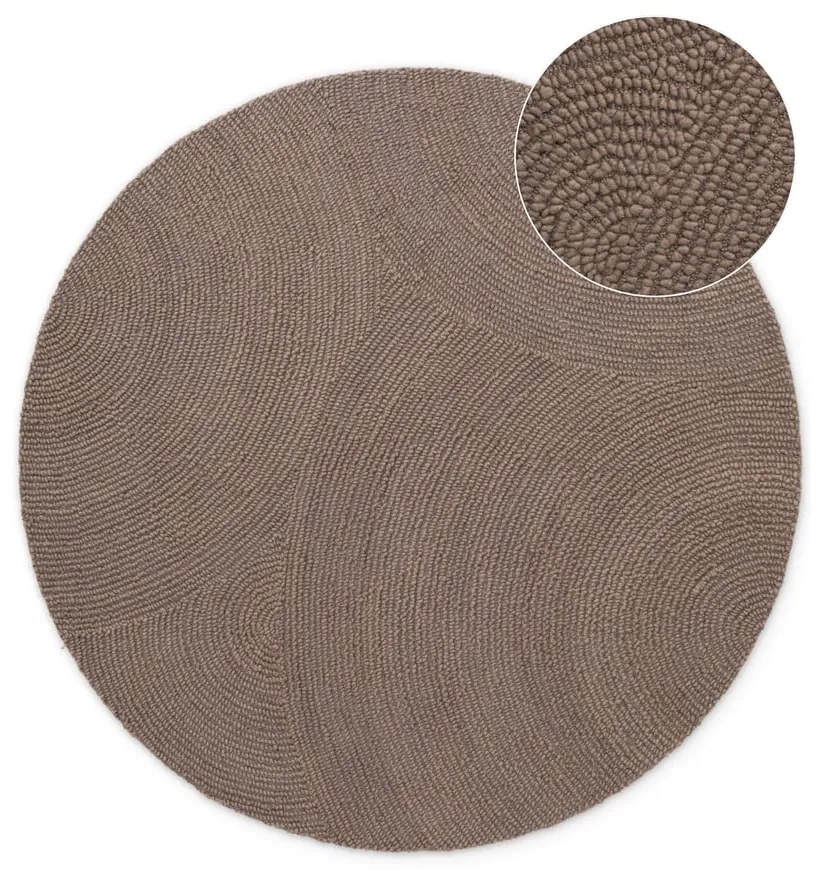 Szürkésbarna kézi szövésű gyapjú kerek szőnyeg ø 120 cm Eleni Taupe – Hanse Home