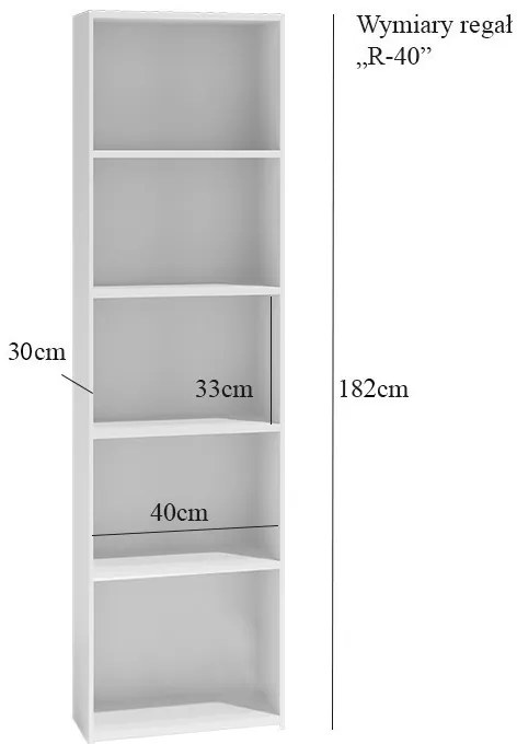 Drohmo R40 polcos szekrény, 40x182x30 cm, fehér