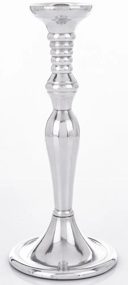 Klasszikus magasfényű ezüstszín kecses fodros gyertyatartó állvány 22x9,5x9,5cm