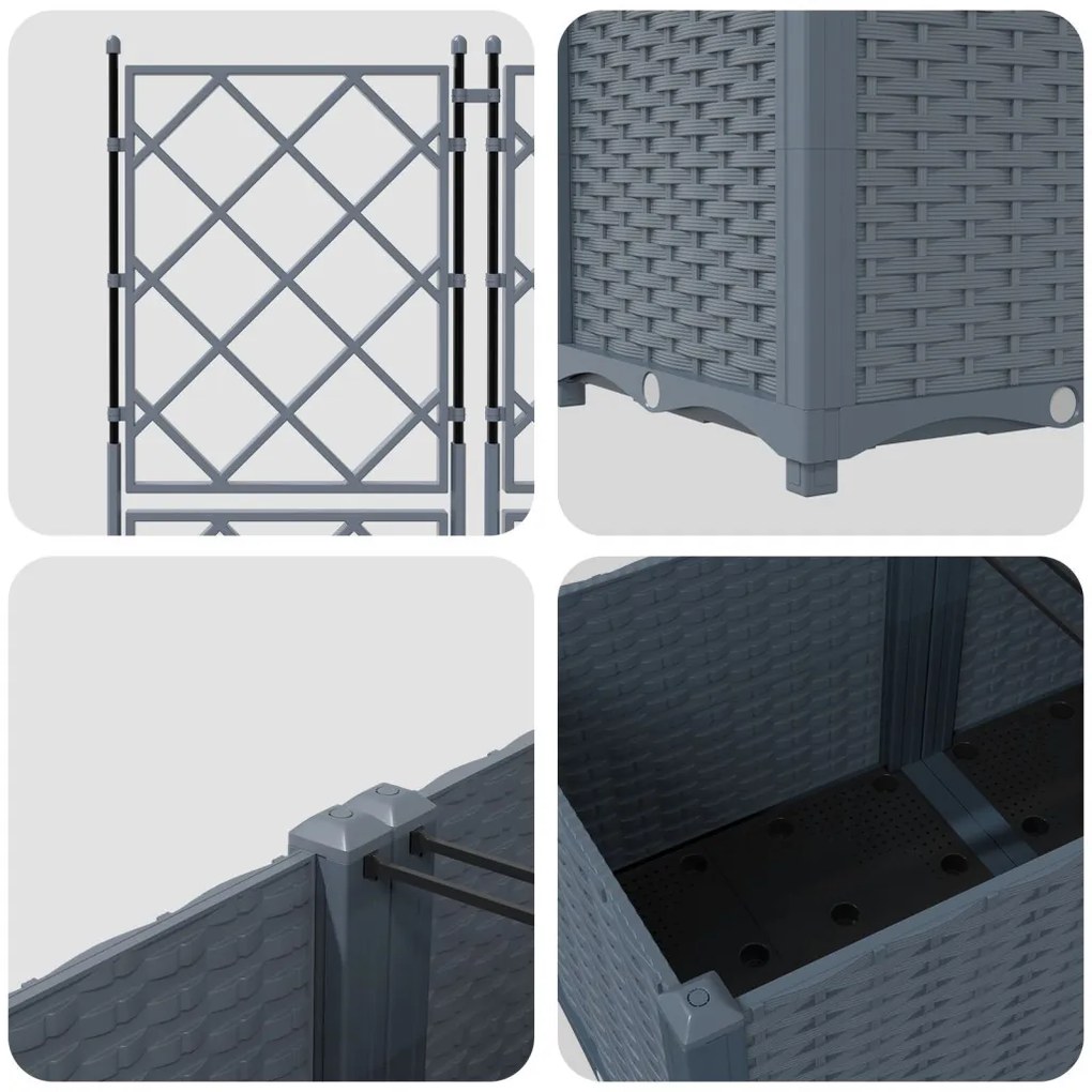 Kert Virágcserép Trellis-szel 5 db Világosszürke 120x120x143 cm